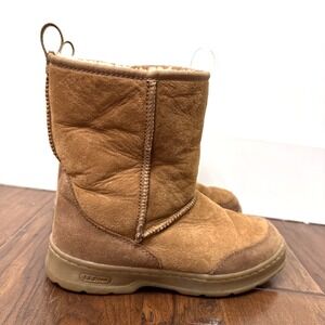 L.L.Bean Wicked Good Lodge Pull On‎ Boots Womens 8 Tall Brown Gorpcore Shearling